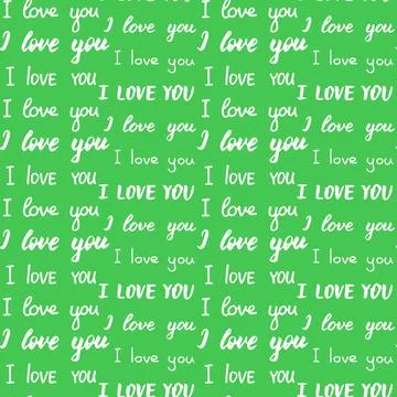 Seamless pattern with different types of I love you inscription. White phrases Stock Illustration