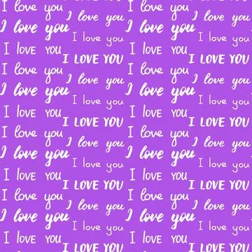 Seamless pattern with different types of I love you inscription. White phrases o Stock Illustration