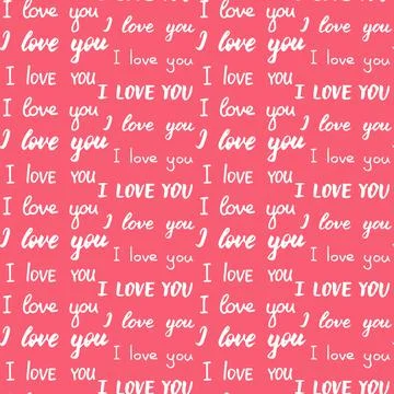 Seamless pattern with different types of I love you inscription. White phrases Stock Illustration
