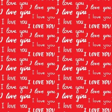 Seamless pattern with different types of I love you inscription. White phrases Stock Illustration