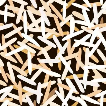 	Seamless pattern different types of rice Basmati, jasmine, long brown.  Stock Illustration