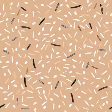 	Seamless pattern different types of rice Basmati, wild, jasmine, long brown Stock Illustration