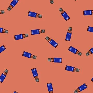 Seamless pattern diffuser essential oil bottle cartoon vector Stock Illustration