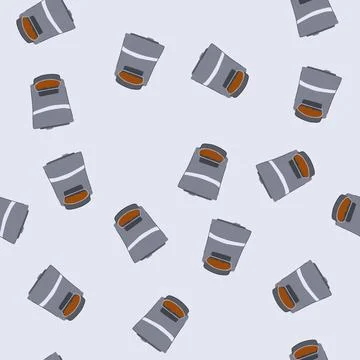 Seamless pattern digital automatic pet feeder cartoon vector Stock Illustration