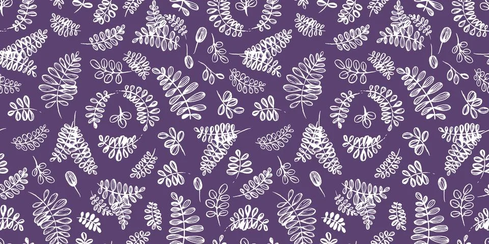 Seamless pattern digital paper textile packaging. white line art element on dark Illustrazione stock