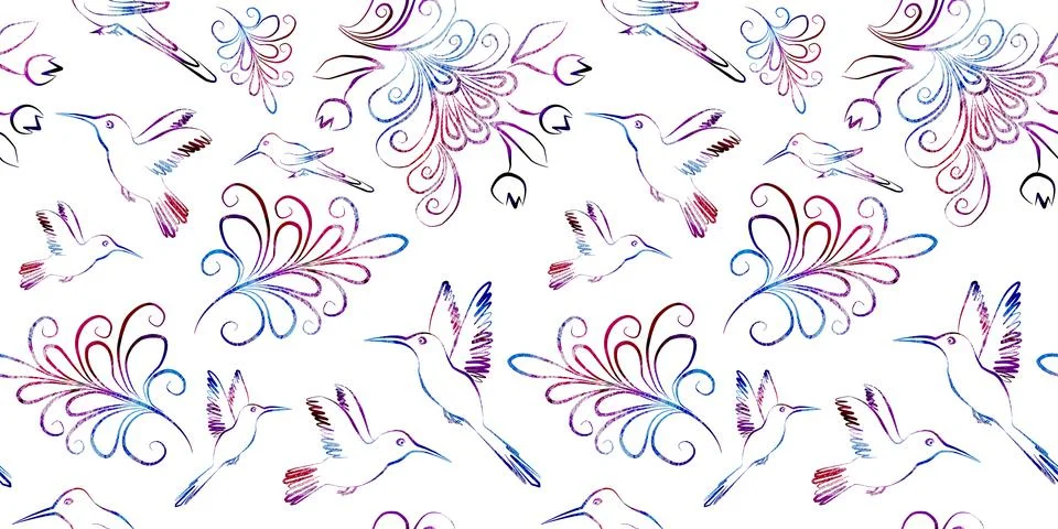 Seamless pattern digital paper textile packaging. watercolor multicolor line art Illustrazione stock