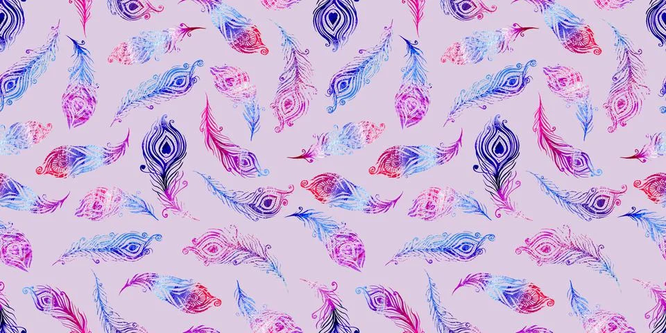 Seamless pattern digital paper textile packaging. watercolor multicolor line art Illustrazione stock