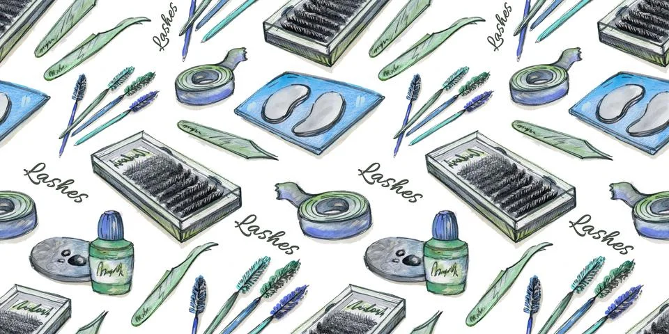 Seamless pattern digital paper textile packaging. multicolored watercolor blue Illustrazione stock