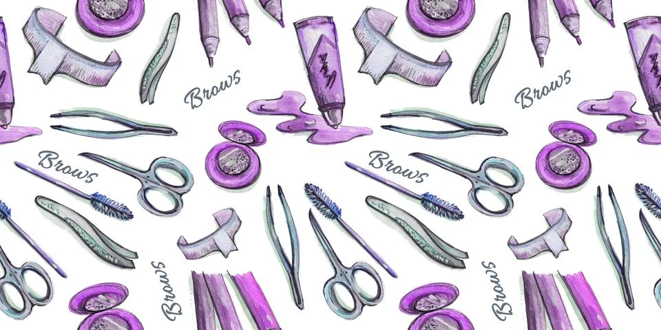 Seamless pattern digital paper textile packaging. multicolored watercolor violet Stock Illustration