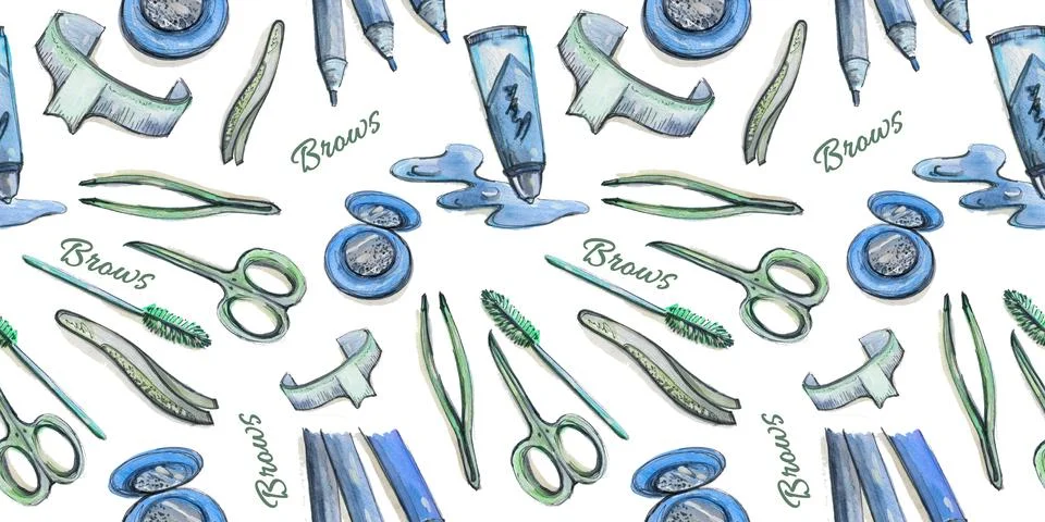 Seamless pattern digital paper textile packaging. multicolored watercolor blue Stock Illustration