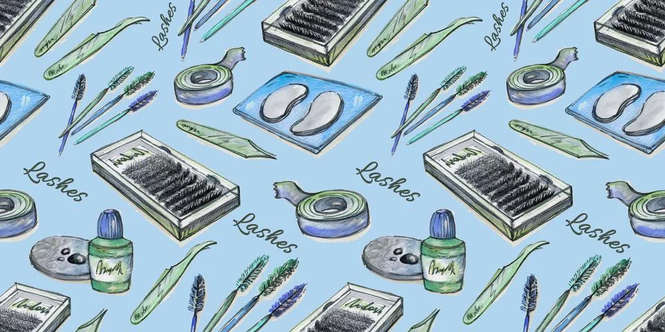 Seamless pattern digital paper textile packaging. multicolored watercolor blue Illustrazione stock