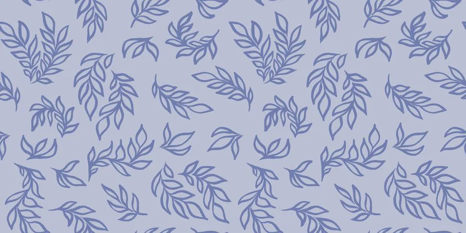 Seamless pattern for digital paper textile packaging. blue line art floral Stock Illustration