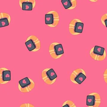 Seamless pattern digital smart watch cartoon vector 库存插图