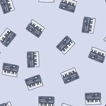 Seamless pattern digital synthesizer cartoon vector Stockillustratie