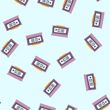 Seamless pattern digital travel alarm clock cartoon vector Stockillustratie