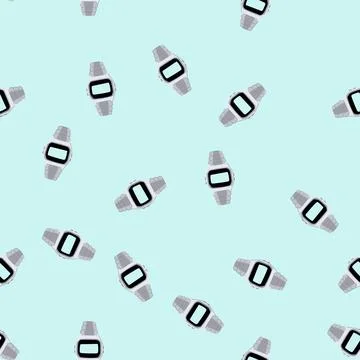 Seamless pattern digital watch wrist cartoon vector Stock Illustration