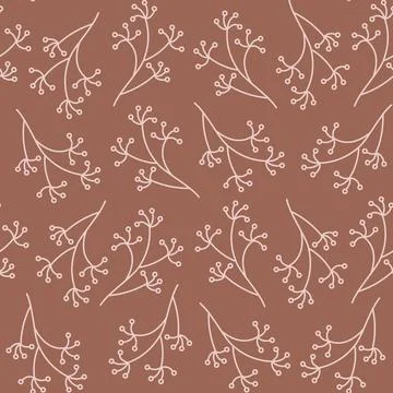 Seamless pattern with a dill plant on a brown background. Stock Illustration