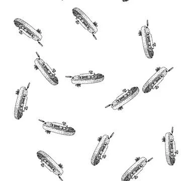 Seamless pattern dinghy toy boat sketch hand drawn Stock Illustration