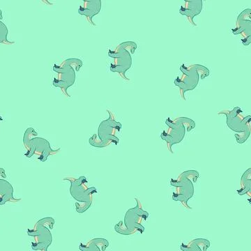 Seamless pattern dino dinosaur character cartoon vector イラスト素材