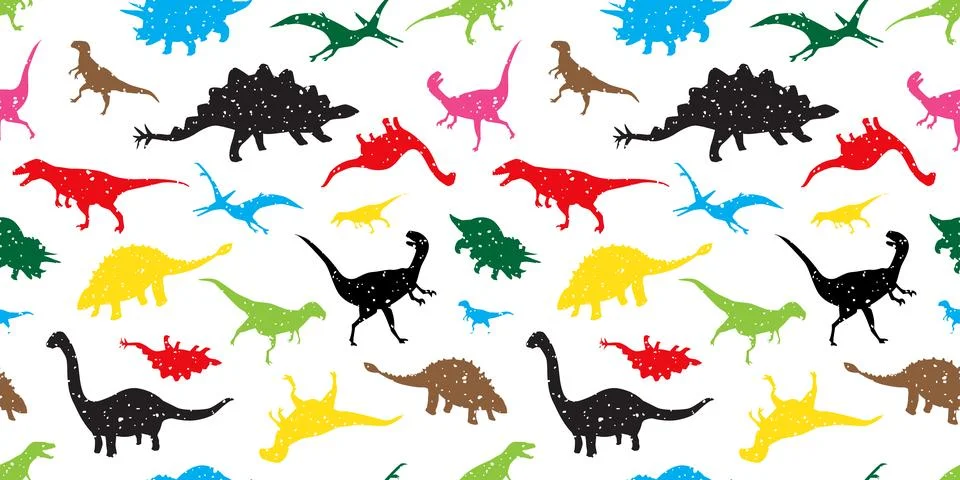 Seamless Pattern dino dinosaur vector isolated wallpaper background colorful 스톡 일러스트