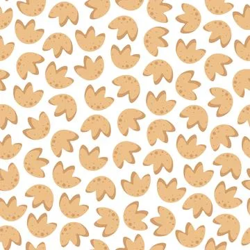 Seamless pattern with dinosaur footprints. Repeating background with paw prin Stock Illustration
