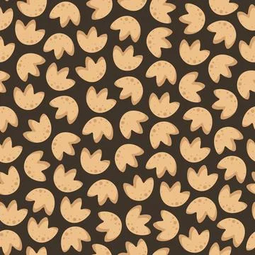 Seamless pattern with dinosaur footprints. Repeating background with paw prin Stock Illustration
