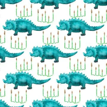 Seamless pattern with dinosaurs Stock Illustration