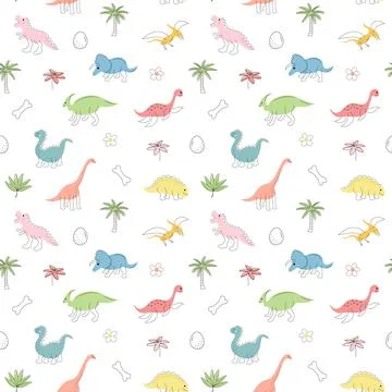 Seamless pattern with dinosaurs Stock Illustration