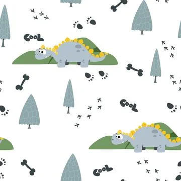 Seamless pattern with dinosaurs. Pattern for children's illustration. Vecto.. Stock Illustration