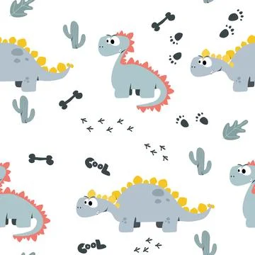 Seamless pattern with dinosaurs. Pattern for children's illustration. Stock Illustration