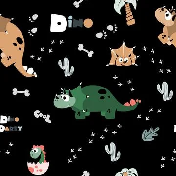 Seamless pattern with dinosaurs. Pattern for children's illustration. Stock Illustration