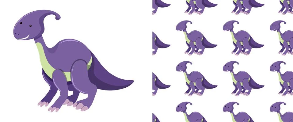 Seamless pattern of dinosaurs on white Stock Illustration