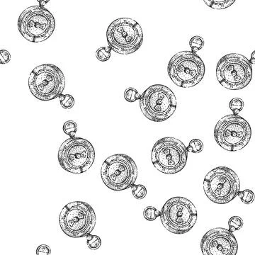 Seamless pattern direction compass sketch hand drawn Stock Illustration