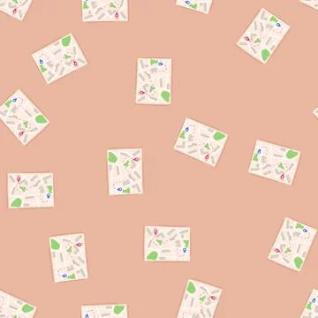Seamless pattern directions map cartoon vector イラスト素材