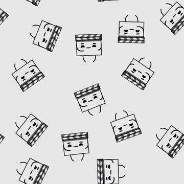 Seamless pattern director clapper board character cartoon vector Stock Illustration