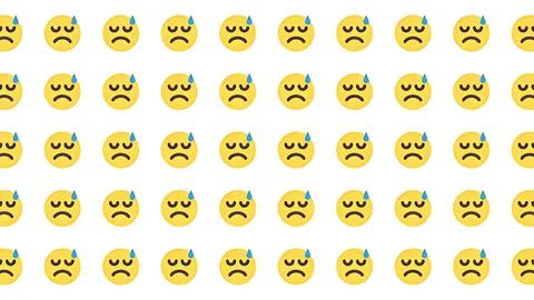 Seamless pattern of disappointed face with sweat emojis representing stress.. Stock Illustration