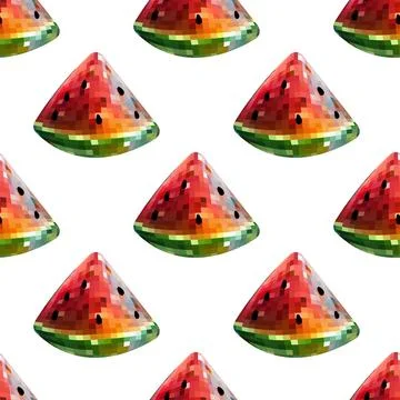 Seamless pattern disco mirror ball slice watermelon. Mosaic style Stock Illustration