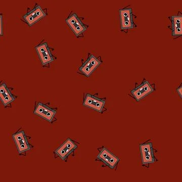 Seamless pattern disco retro music character cartoon vector イラスト素材