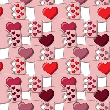 Seamless pattern with discount coupons with hearts Illustrazione stock