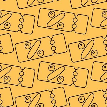 Seamless pattern with discount coupons in linear Stock Illustration