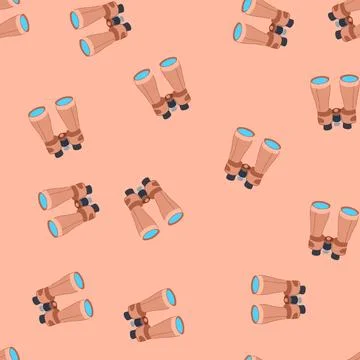 Seamless pattern discovery binoculars cartoon vector Illustrazione stock