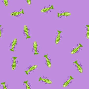 Seamless pattern discus decorative fish cartoon vector Stock Illustration