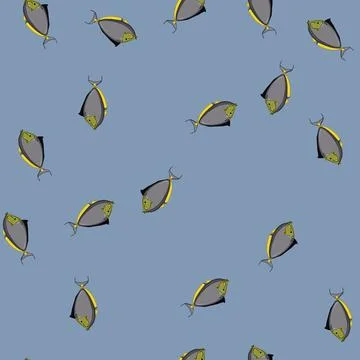 Seamless pattern discus exotic fish cartoon vector Stock Illustration