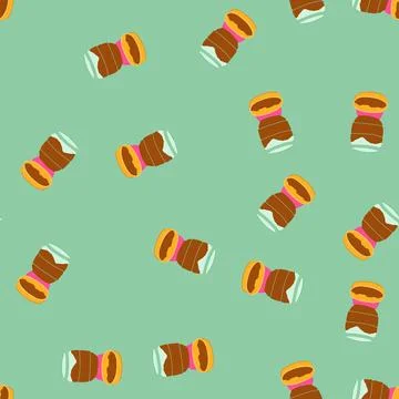Seamless pattern dispenser automatic pet feeder cartoon vector Stockillustratie