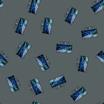 Seamless pattern display curved screen cartoon vector イラスト素材