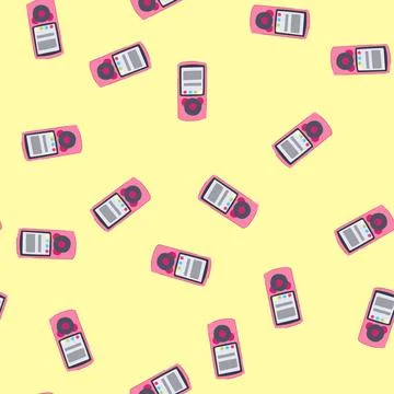 Seamless pattern display mp3 player cartoon vector Stock Illustration