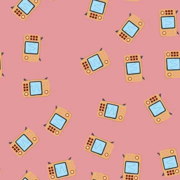 Seamless pattern display oscillograph cartoon vector Stock Illustration