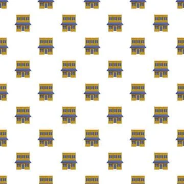 Seamless pattern displaying flat design city buildings 스톡 일러스트
