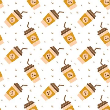 Seamless pattern with disposable coffee cup. Vector illustration. Stock Illustration