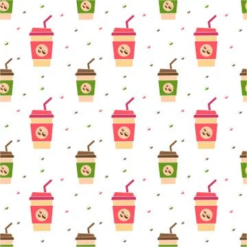 Seamless pattern with disposable coffee cup. Vector illustration. Stock Illustration